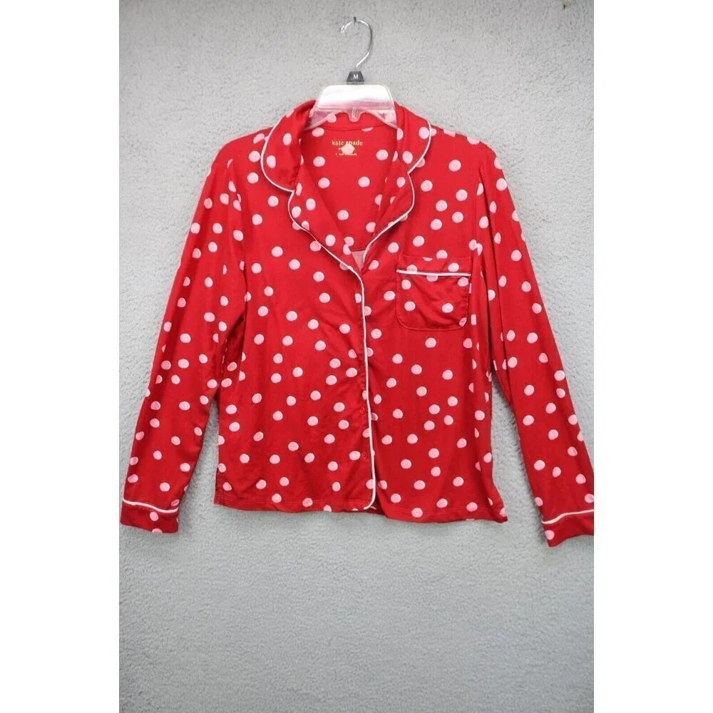 Kate Spade Pajama Top-Size Small-Red w/Pink Polka Dots